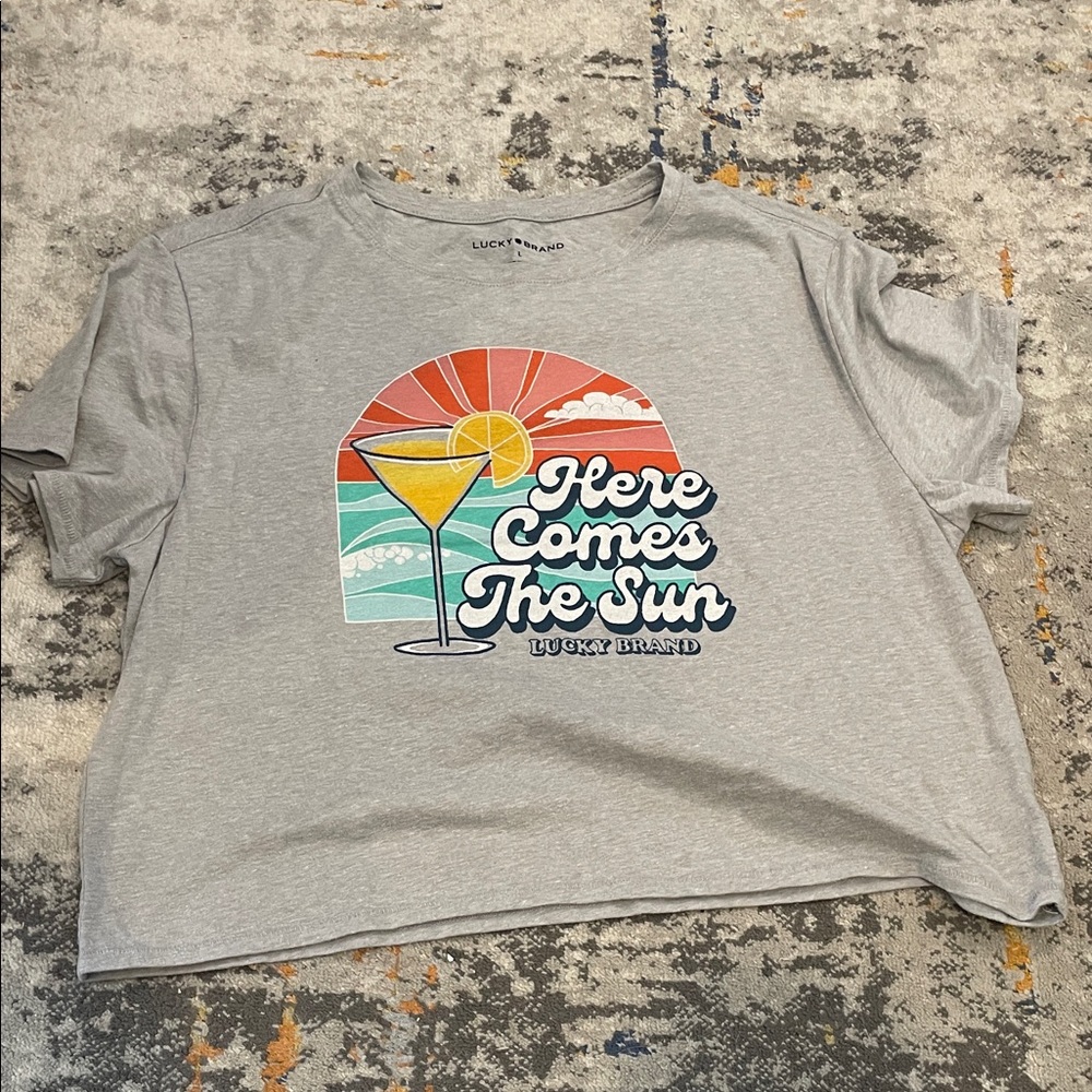 Lucky Brand Gray 'Here Comes The Sun' Tee